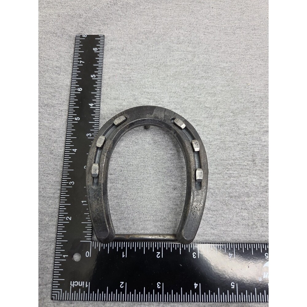 Vintage Blacksmith Pony Horseshoe Solid Metal Western Belt Buckle - Picture 7 of 12